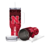 customized nebraska cornhuskers chevron stripe red curved tumbler best selling.webp