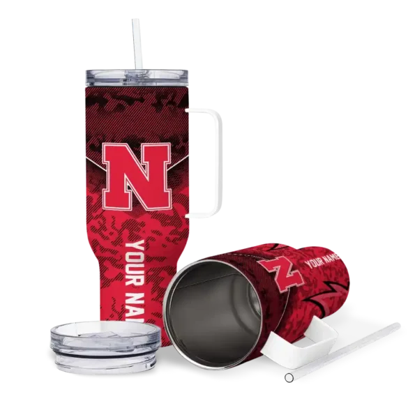 customized nebraska cornhuskers chevron stripe red curved tumbler high quality.webp