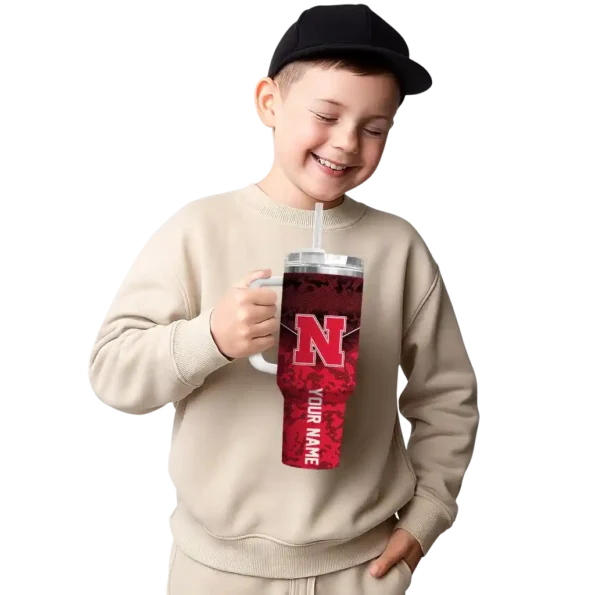 customized nebraska cornhuskers chevron stripe red curved tumbler latest model.webp