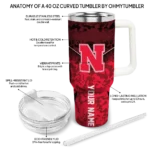 customized nebraska cornhuskers chevron stripe red curved tumbler best selling.webp