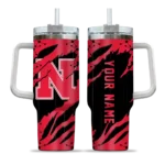 customized nebraska cornhuskers claw cut red black curved tumbler best selling.webp