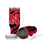 customized nebraska cornhuskers claw cut red black curved tumbler best selling.webp