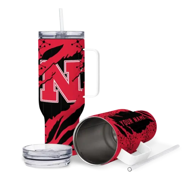 customized nebraska cornhuskers claw cut red black curved tumbler high quality.webp