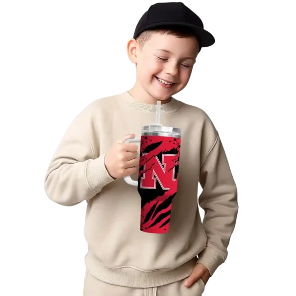customized nebraska cornhuskers claw cut red black curved tumbler latest model.webp