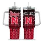customized nebraska cornhuskers hex texture red curved tumbler best selling.webp