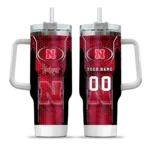 customized nebraska cornhuskers hexagon armor red curved tumbler best selling.webp