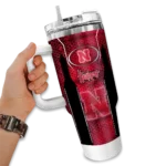 customized nebraska cornhuskers hexagon armor red curved tumbler best selling.webp