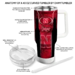 customized nebraska cornhuskers hexagon armor red curved tumbler best selling.webp
