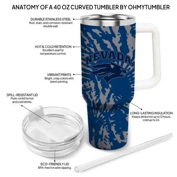 customized nevada wolf pack burst swirl blue curved tumbler new arrival.webp
