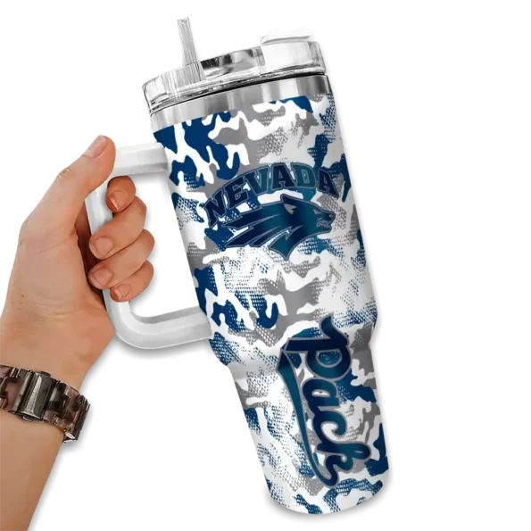 customized nevada wolf pack camo mashup blue white curved tumbler fashion forward.webp