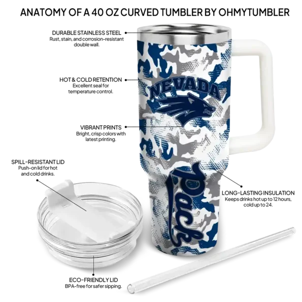 customized nevada wolf pack camo mashup blue white curved tumbler new arrival.webp