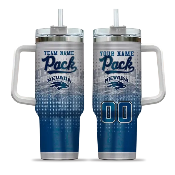 customized nevada wolf pack gradient dots blue curved tumbler best selling.webp