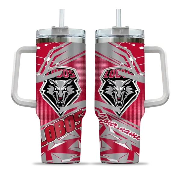 customized new mexico lobos abstract paths red curved tumbler best selling