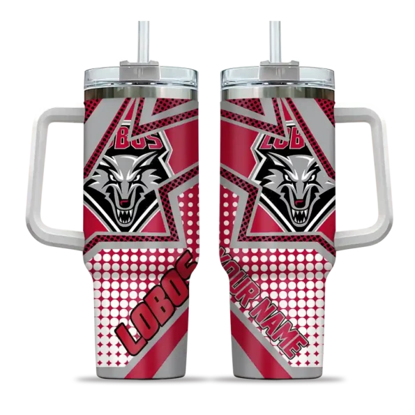 customized new mexico lobos arrow burst red curved tumbler best selling.webp