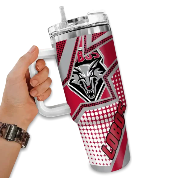 customized new mexico lobos arrow burst red curved tumbler fashion forward.webp