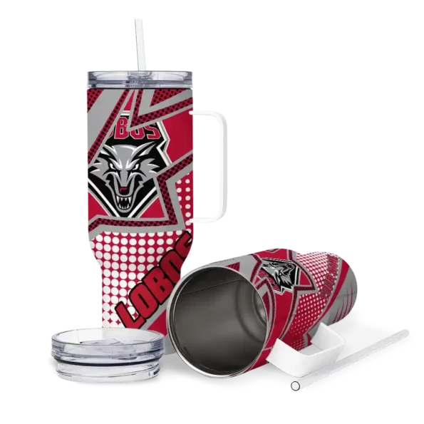 customized new mexico lobos arrow burst red curved tumbler high quality.webp