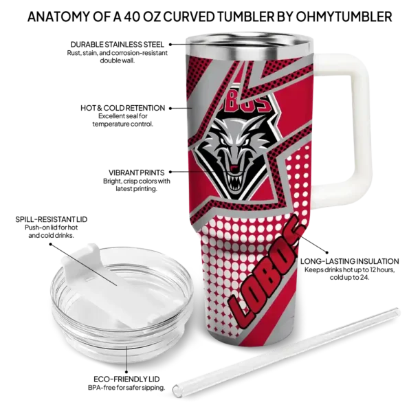 customized new mexico lobos arrow burst red curved tumbler new arrival.webp