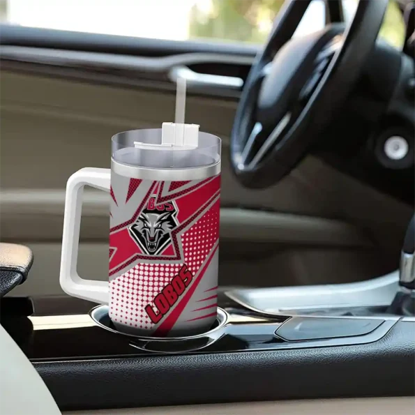 customized new mexico lobos arrow burst red curved tumbler trendy.webp