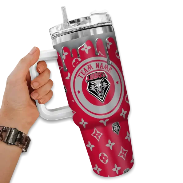 customized new mexico lobos bullseye drips red curved tumbler fashion forward.webp