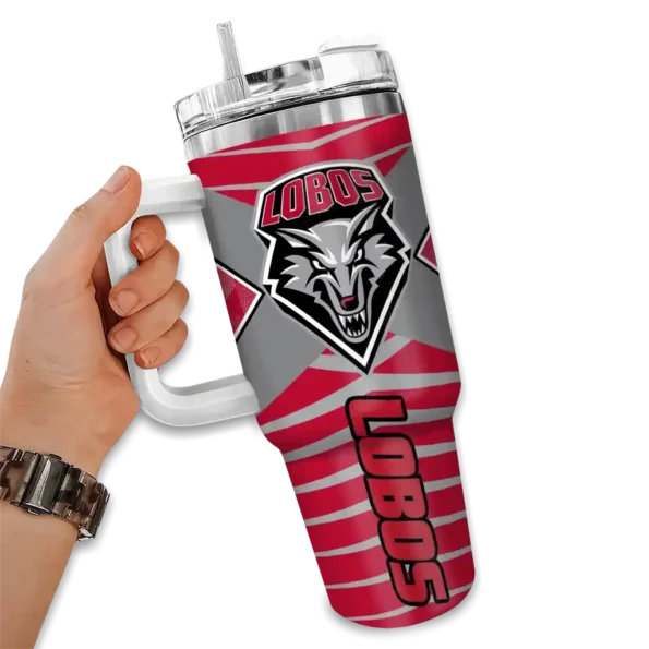 customized new mexico lobos chevron layers red curved tumbler fashion forward.webp
