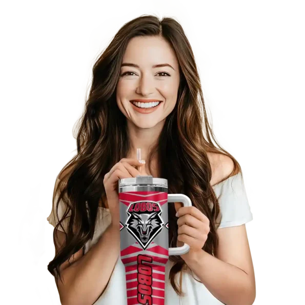 customized new mexico lobos chevron layers red curved tumbler premium grade.webp