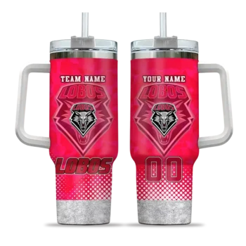 customized new mexico lobos geometric prism red curved tumbler best selling.webp