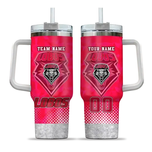 customized new mexico lobos geometric prism red curved tumbler best selling.webp