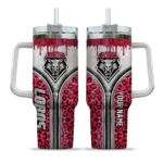 customized new mexico lobos leopard zipper red curved tumbler best selling.webp