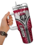 customized new mexico lobos leopard zipper red curved tumbler best selling.webp