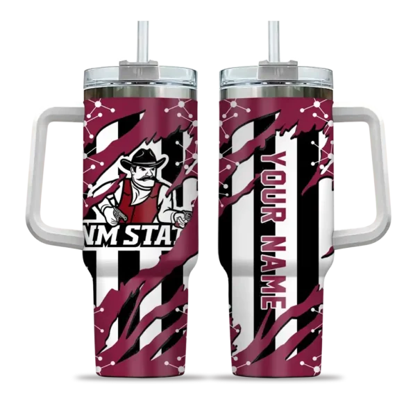 customized new mexico state aggies claw cut crimson black curved tumbler best selling