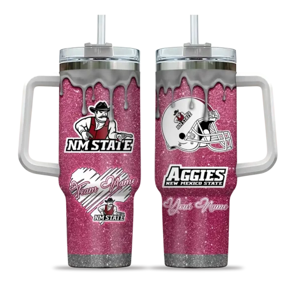 customized new mexico state aggies heart helmet motif crimson curved tumbler best selling