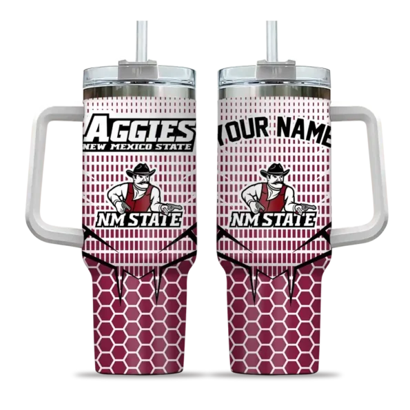customized new mexico state aggies hex texture crimson curved tumbler best selling