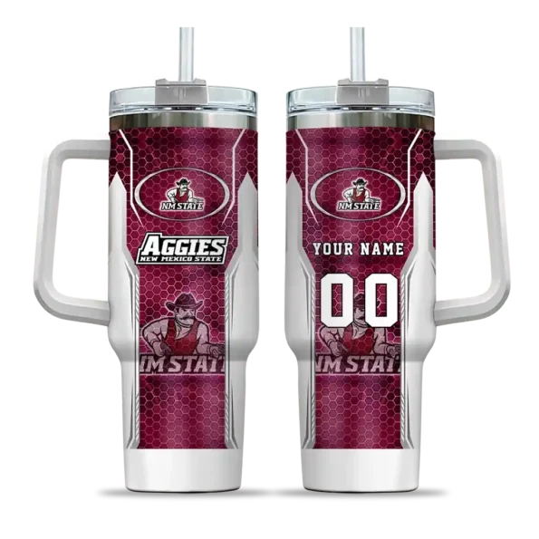 customized new mexico state aggies hexagon armor crimson curved tumbler best selling