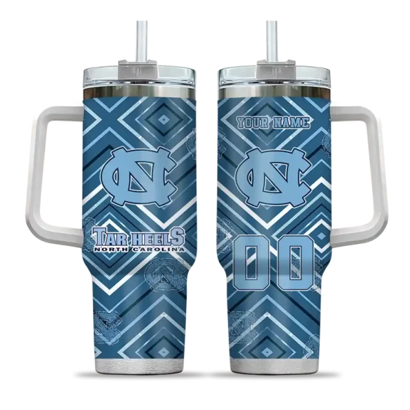 customized north carolina tar heels bold diamonds light blue curved tumbler best selling