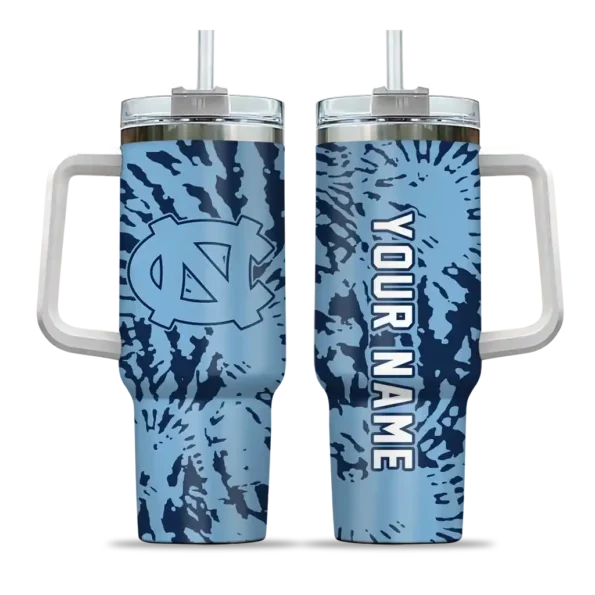 customized north carolina tar heels burst swirl light blue curved tumbler best selling