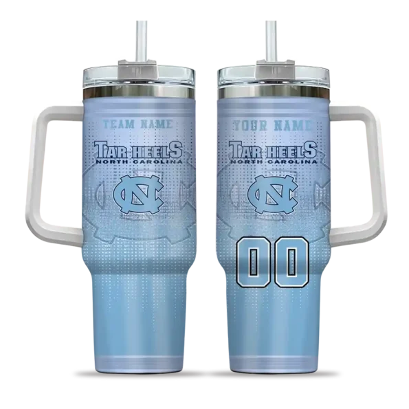 customized north carolina tar heels gradient dots light blue curved tumbler best selling