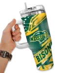 customized-north-dakota-state-bison-abstract-paths-green-curved-tumbler-best-selling.webp