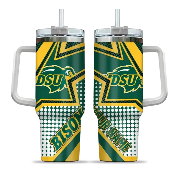 customized north dakota state bison arrow burst green curved tumbler best selling