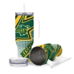 customized-north-dakota-state-bison-arrow-burst-green-curved-tumbler-best-selling.webp