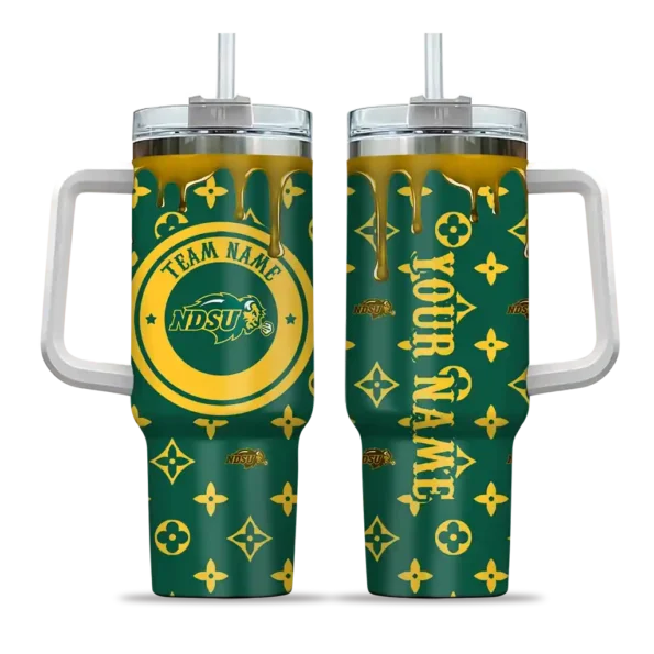 customized north dakota state bison bullseye drips green curved tumbler best selling