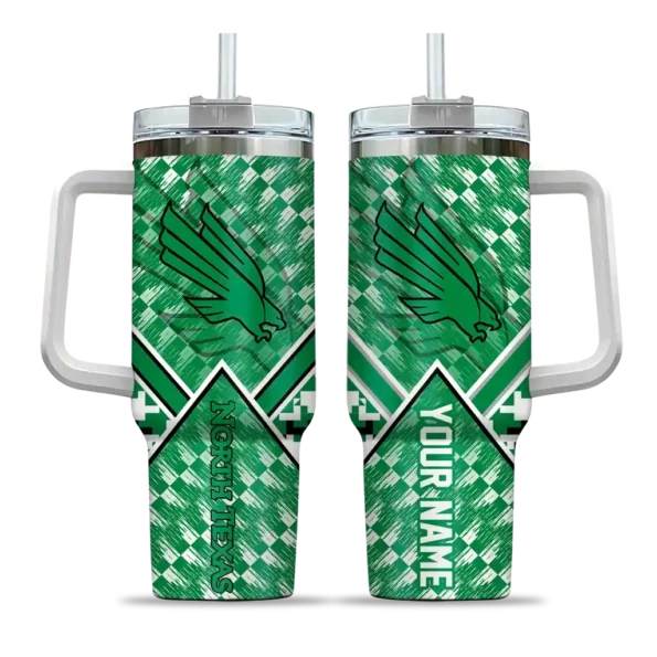 customized north texas mean green chevron angle green curved tumbler best selling