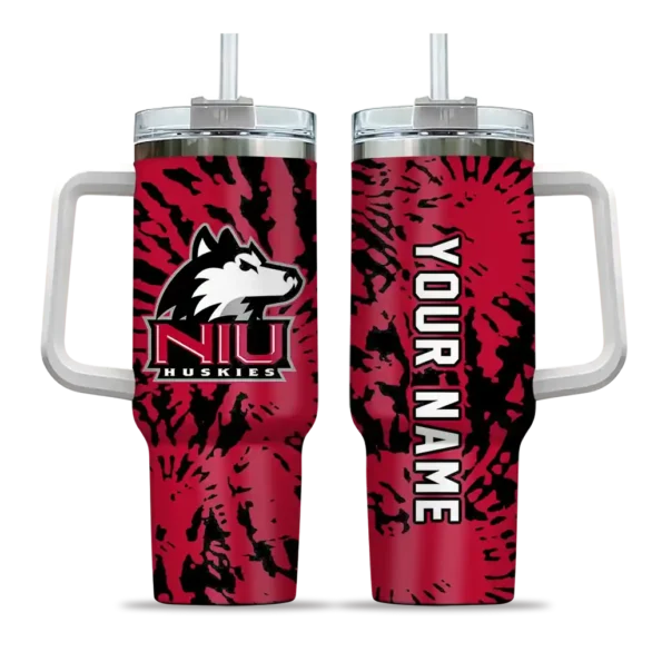 customized northern illinois huskies burst swirl red curved tumbler best selling