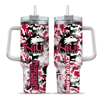 customized northern illinois huskies camo mashup red white curved tumbler best selling.webp