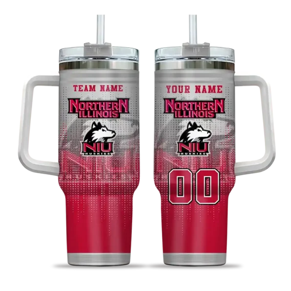 customized northern illinois huskies gradient dots red curved tumbler best selling.webp