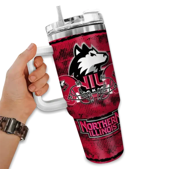 customized northern illinois huskies honey streaks red curved tumbler fashion forward.webp