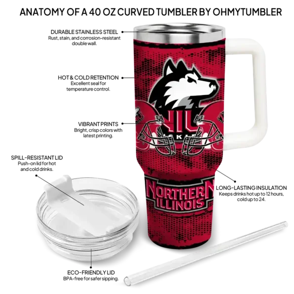 customized northern illinois huskies honey streaks red curved tumbler new arrival.webp