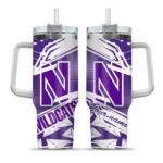customized northwestern wildcats abstract paths purple curved tumbler best selling.webp