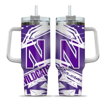customized northwestern wildcats abstract paths purple curved tumbler best selling.webp