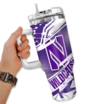 customized northwestern wildcats abstract paths purple curved tumbler best selling.webp