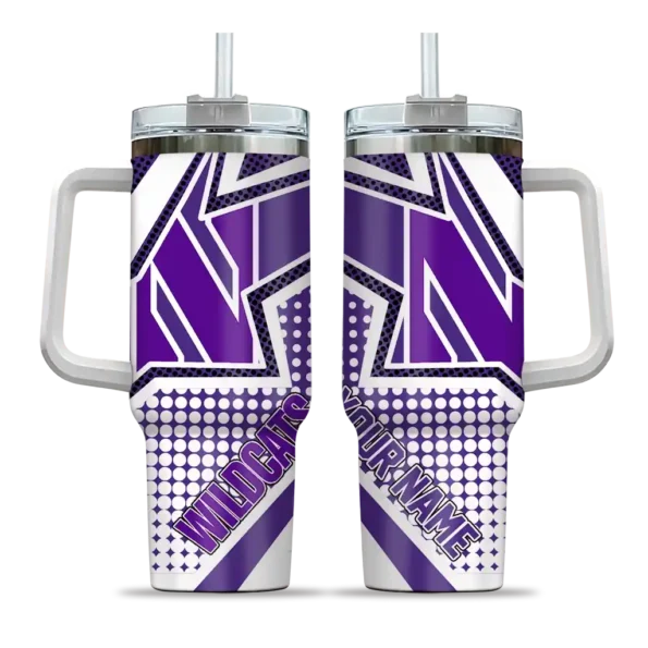 customized northwestern wildcats arrow burst purple curved tumbler best selling.webp